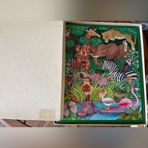 NOS Hallmark Safari Animals Photo Album Vintage Original Box 12.5”x10”